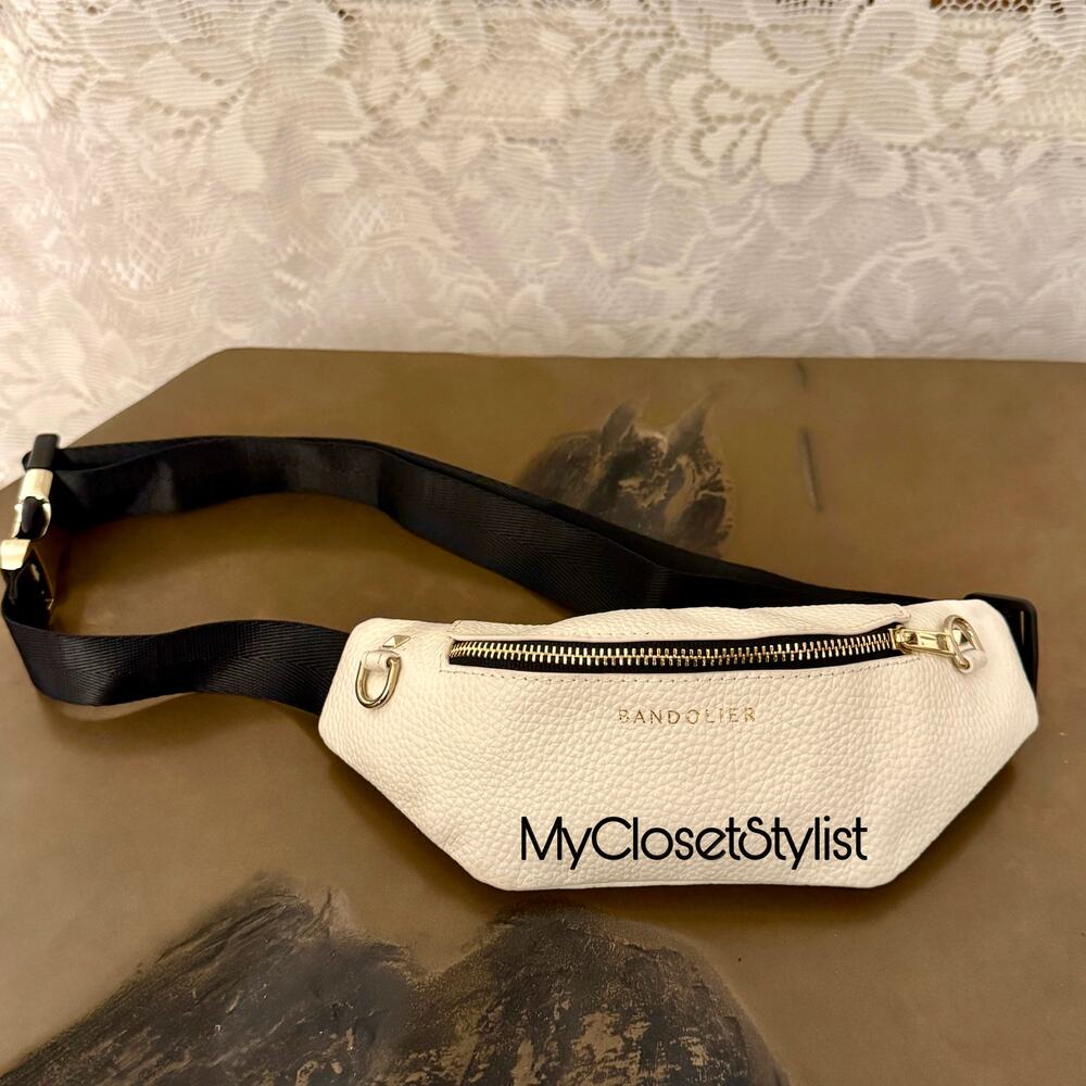 NEW! Bandolier Leather FANNY PACK Gold Buckle Belt Bag RARE! Adjustable Strap